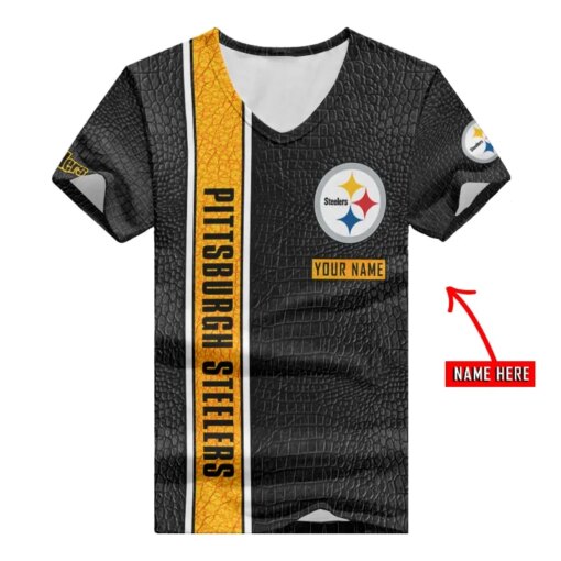 Pittsburgh Steelers Personalized V-neck Women T-shirt BG799