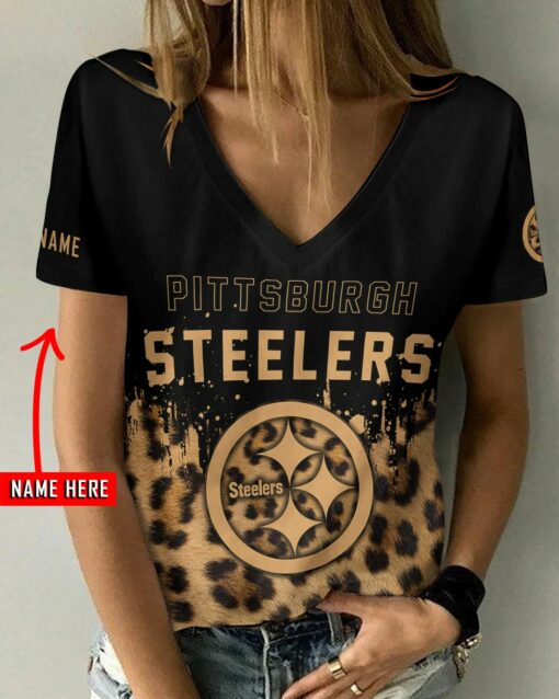 Pittsburgh Steelers Personalized V-neck Women T-shirt BG848