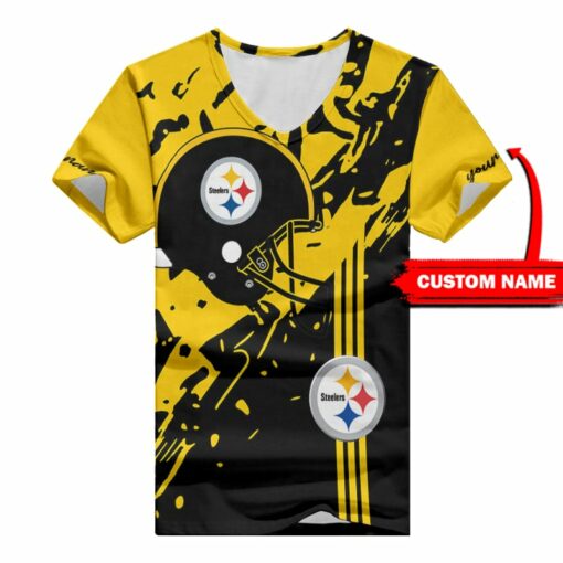 Pittsburgh Steelers Personalized V-neck Women T-shirt BG879