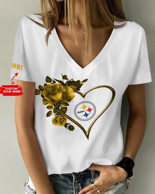 Pittsburgh Steelers Personalized V-neck Women T-shirt BG895