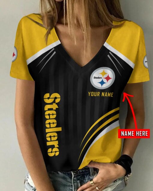 Pittsburgh Steelers Personalized V-neck Women T-shirt BG908