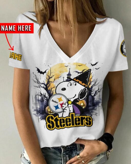 Pittsburgh Steelers Personalized V-neck Women T-shirt BG965