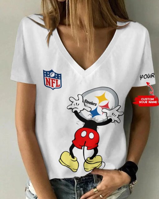 Pittsburgh Steelers Personalized V-neck Women T-shirt BG976