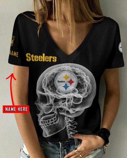 Pittsburgh Steelers Personalized V-neck Women T-shirt BG980