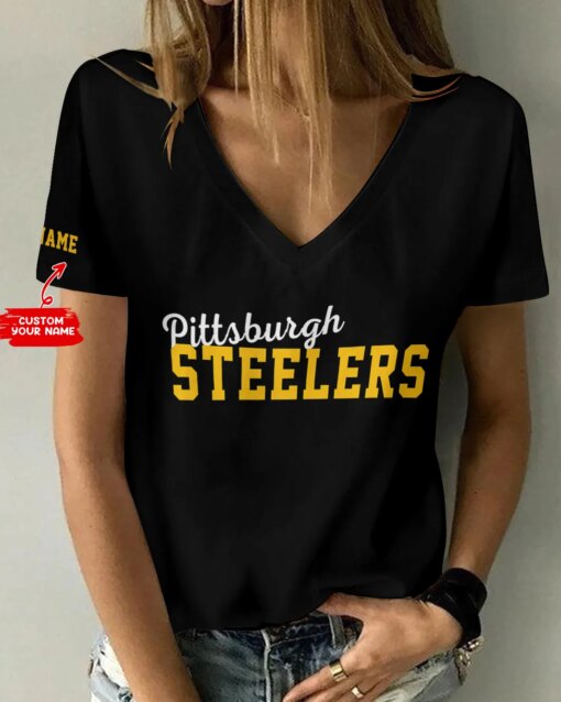 Pittsburgh Steelers Personalized V-neck Women T-shirt BG988