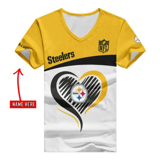 Pittsburgh Steelers Personalized V-neck Women T-shirt BG993