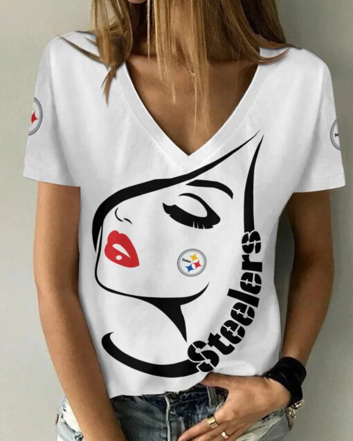 Pittsburgh Steelers Summer V-neck Women T-shirt 132