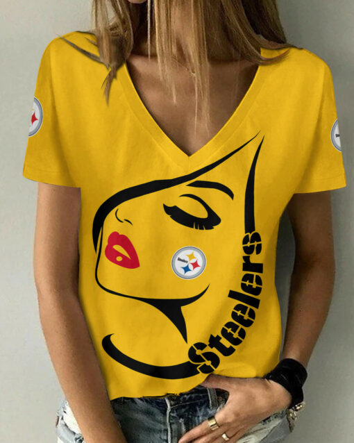 Pittsburgh Steelers Summer V-neck Women T-shirt 132