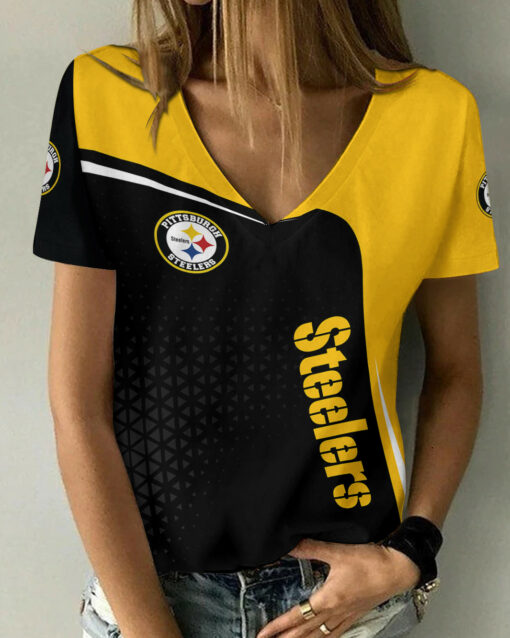 Pittsburgh Steelers Summer V-neck Women T-shirt BG318