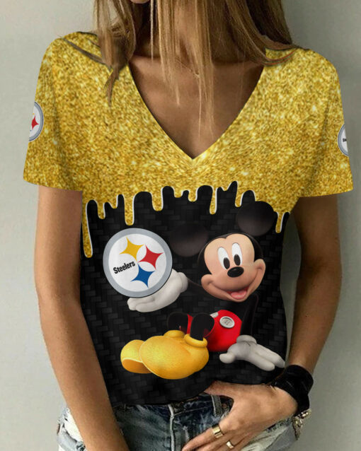 Pittsburgh Steelers Summer V-neck Women T-shirt BG34