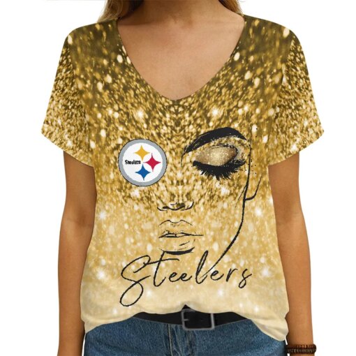 Pittsburgh Steelers V-neck Women T-shirt AGCWTS237