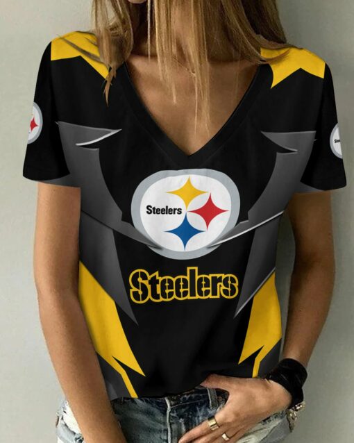 Pittsburgh Steelers V-neck Women T-shirt BG709