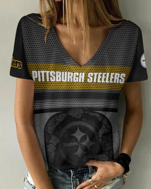 Pittsburgh Steelers V-neck Women T-shirt BG838