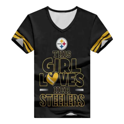 Pittsburgh Steelers V-neck Women T-shirt BG870