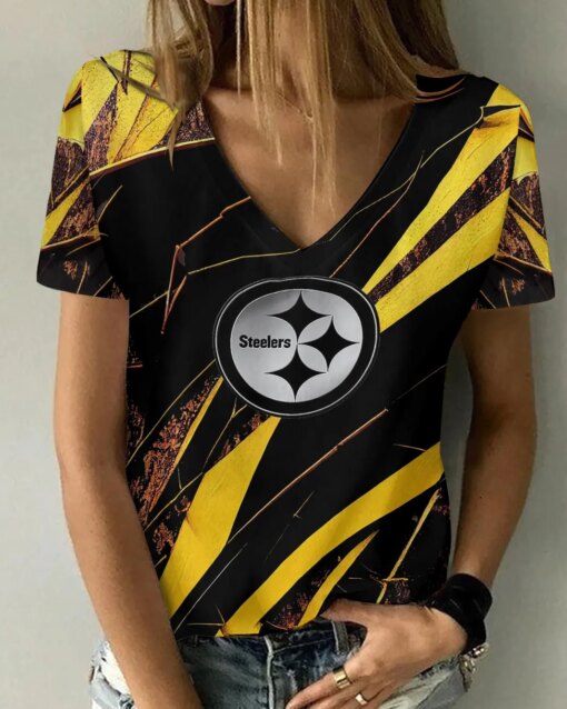 Pittsburgh Steelers V-neck Women T-shirt BG876