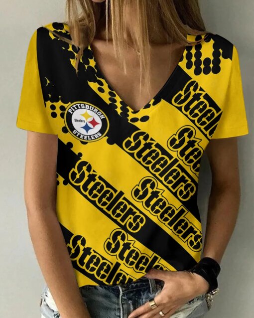 Pittsburgh Steelers V-neck Women T-shirt BG878