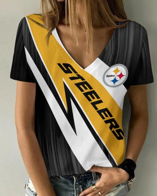 Pittsburgh Steelers V-neck Women T-shirt BG887