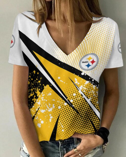 Pittsburgh Steelers V-neck Women T-shirt BG901