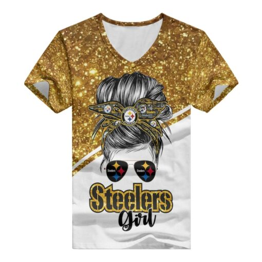 Pittsburgh Steelers V-neck Women T-shirt BG912