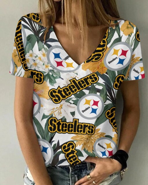 Pittsburgh Steelers V-neck Women T-shirt BG914