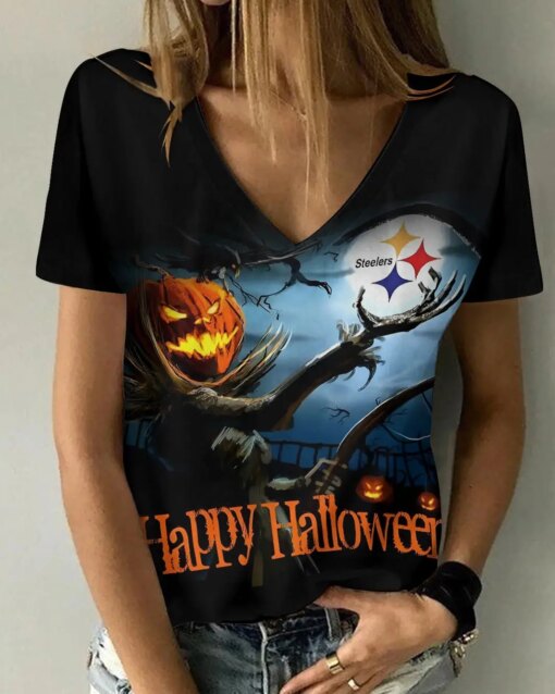 Pittsburgh Steelers V-neck Women T-shirt BG971