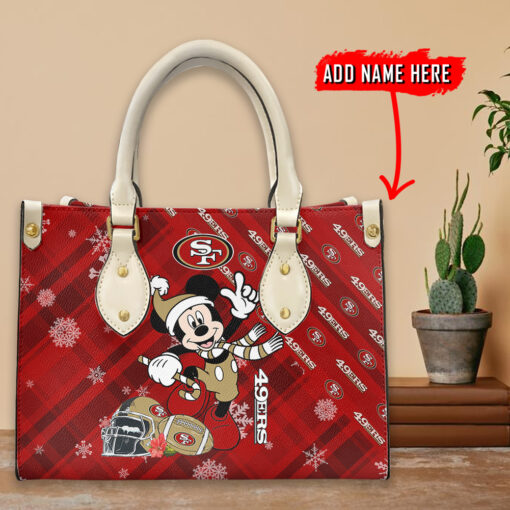 San Francisco 49ers Personalized Christmas Leather Hand Bag BBLTHB466