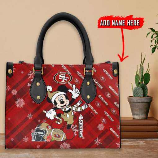 San Francisco 49ers Personalized Christmas Leather Hand Bag BBLTHB466