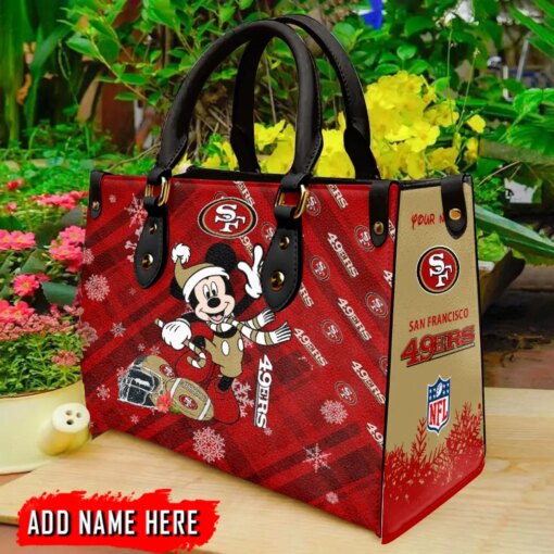 San Francisco 49ers Personalized Christmas Leather Hand Bag BBLTHB466