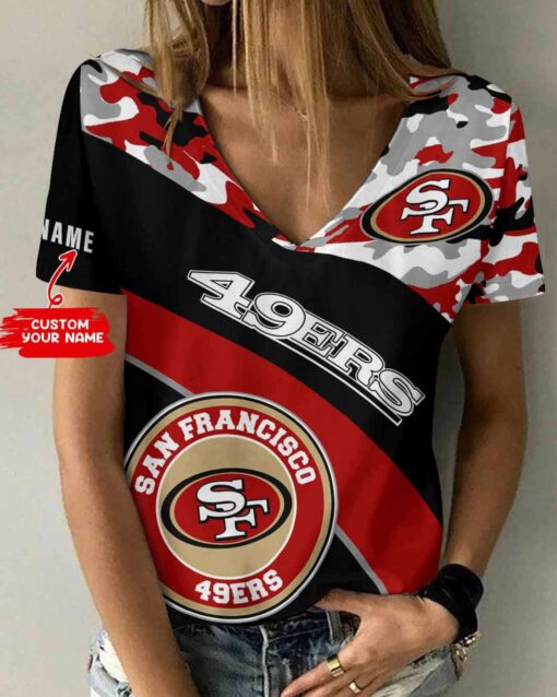 San Francisco 49ers Personalized Summer V-neck Women T-shirt BG215