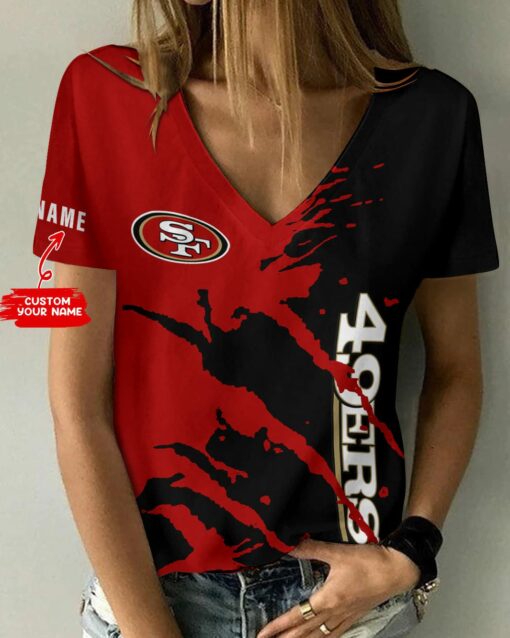 San Francisco 49ers Personalized Summer V-neck Women T-shirt BG259