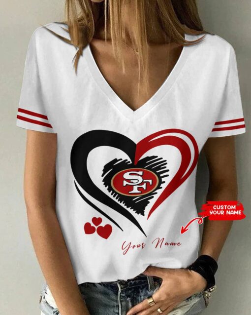 San Francisco 49ers Personalized Summer V-neck Women T-shirt BG278