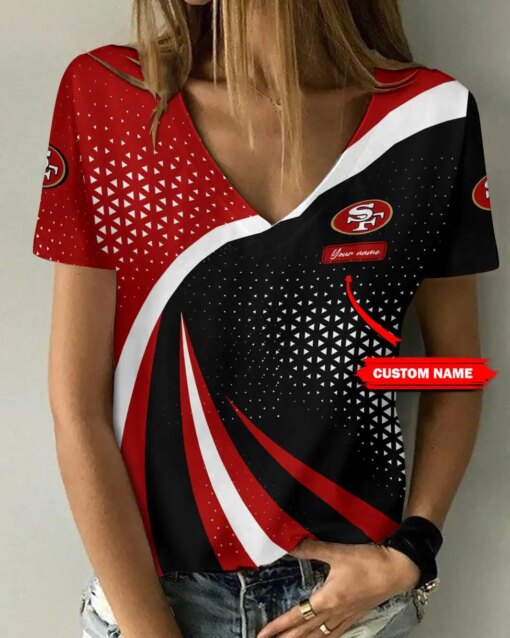 San Francisco 49ers Personalized Summer V-neck Women T-shirt BG310