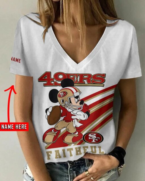 San Francisco 49ers Personalized Summer V-neck Women T-shirt BG365