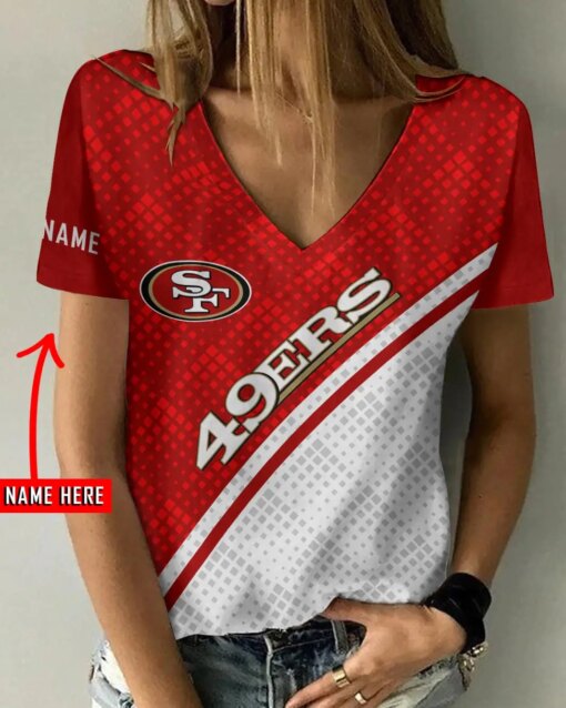 San Francisco 49ers Personalized Summer V-neck Women T-shirt BG383