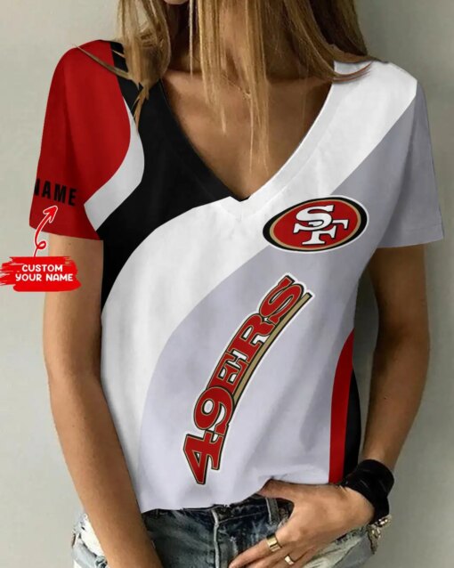 San Francisco 49ers Personalized Summer V-neck Women T-shirt BG410