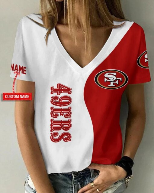 San Francisco 49ers Personalized V-neck Women T-shirt