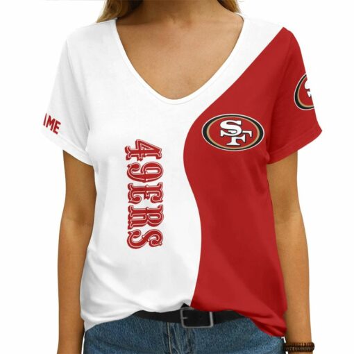 San Francisco 49ers Personalized V-neck Women T-shirt