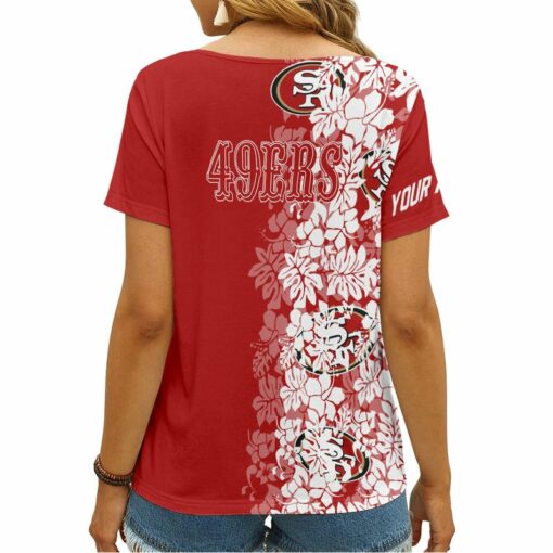 San Francisco 49ers Personalized V-neck Women T-shirt