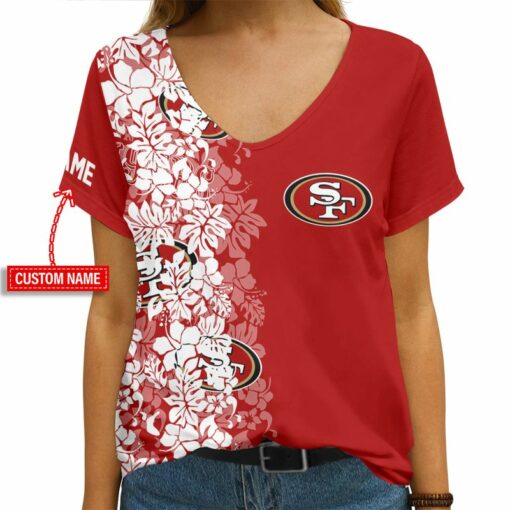 San Francisco 49ers Personalized V-neck Women T-shirt