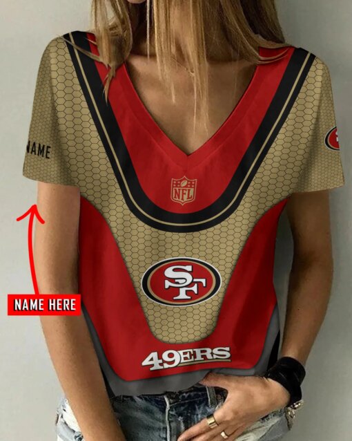 San Francisco 49ers Personalized V-neck Women T-shirt AGC05