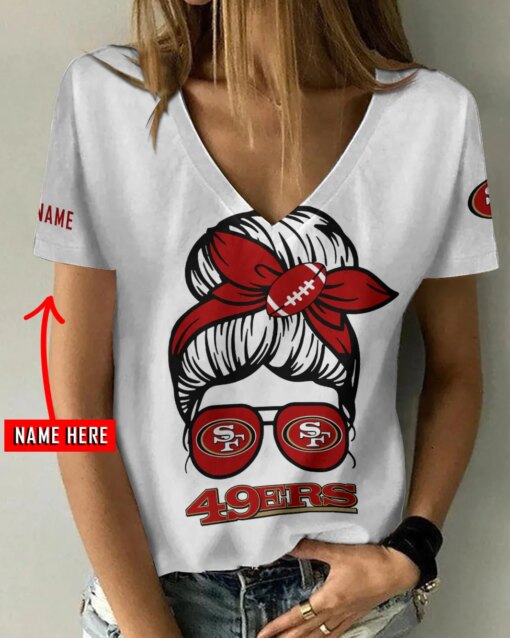 San Francisco 49ers Personalized V-neck Women T-shirt AGC32