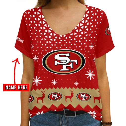 San Francisco 49ers Personalized V-neck Women T-shirt AGC80