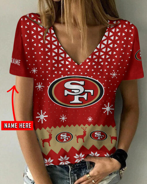 San Francisco 49ers Personalized V-neck Women T-shirt AGC80