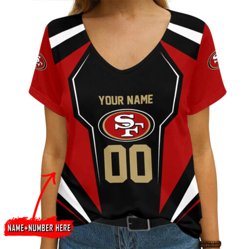 San Francisco 49ers Personalized V-neck Women T-shirt AGC91