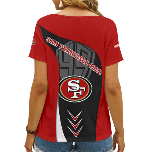 San Francisco 49ers Personalized V-neck Women T-shirt AGCWTS127