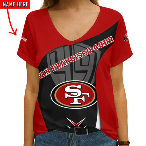 San Francisco 49ers Personalized V-neck Women T-shirt AGCWTS127