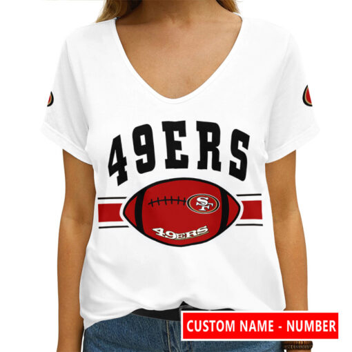 San Francisco 49ers Personalized V-neck Women T-shirt AGCWTS132