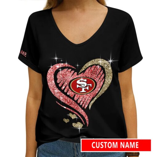 San Francisco 49ers Personalized V-neck Women T-shirt AGCWTS194