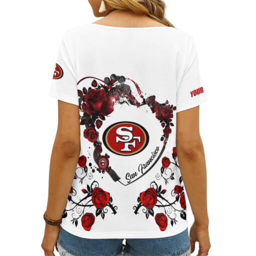 San Francisco 49ers Personalized V-neck Women T-shirt AGCWTS232