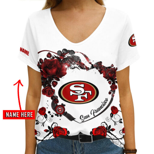 San Francisco 49ers Personalized V-neck Women T-shirt AGCWTS232